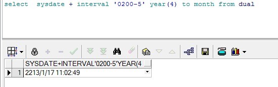 Interval Year To Month Oracle Example